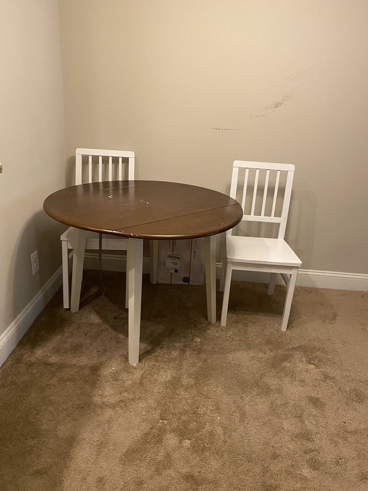 Drop Leaf table and 2 chairs