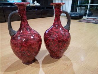 Two Mid Century Modern Ceramic Vase Jugs Vintage