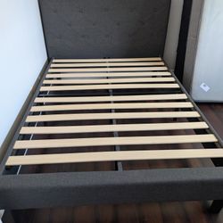 Full Size Upholstered Bed Frame with Mattress – Excellent Condition