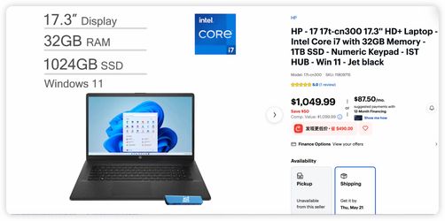HP Laptop 17.3” i7 Laptop 32GB RAM 1TB SSD Brand New Sealed