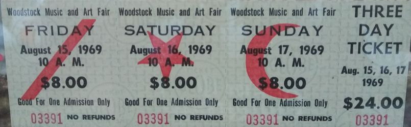 Unused 1969 Original WOODSTOCK ticket