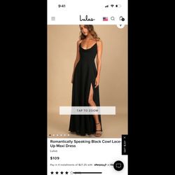 Lulus Black Cowl Lace Up Maxi Dress