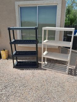 4 Tier Plastic Utility Shelving Units $35-$40 each See All Photos Read Description