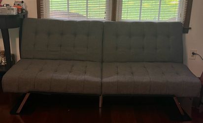 Gray Tufted Futon Sofa Bed