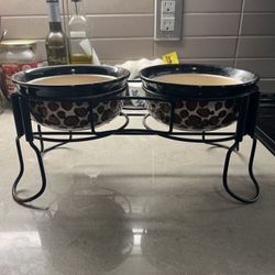 Small Dog Bowls + Stand 