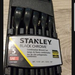 New Stanley Black Chrome 5pc Combination Wrench set