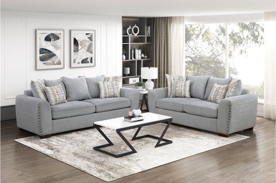 Sofa and Loveseat Grey Chenille fabric, New Especial price