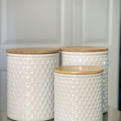 *NEW White Storage Jars *Set Includes All 3