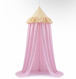 Breling Gingham Bed Canopy With Ruffles