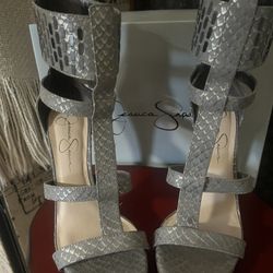 Gunmetal Snake Heels