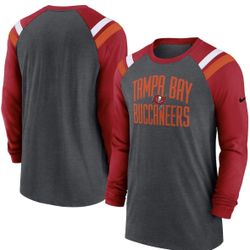 Men's Nike Heathered Charcoal/Red Tampa Bay Buccaneers 3XL Long Sleeve Shirt NWT