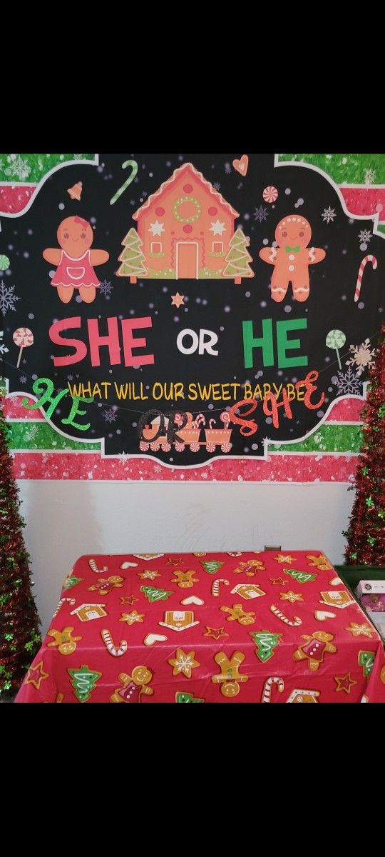 Christmas Gender Reveal Backdrop 