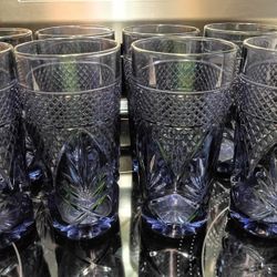 VINTAGE CRYSTAL D'ARQUES DURAND ANTIQUE AMETHYST FRENCH ART DECO GLASSES (6 PIECE)