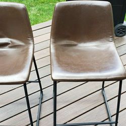2 Leather Bar Stools 