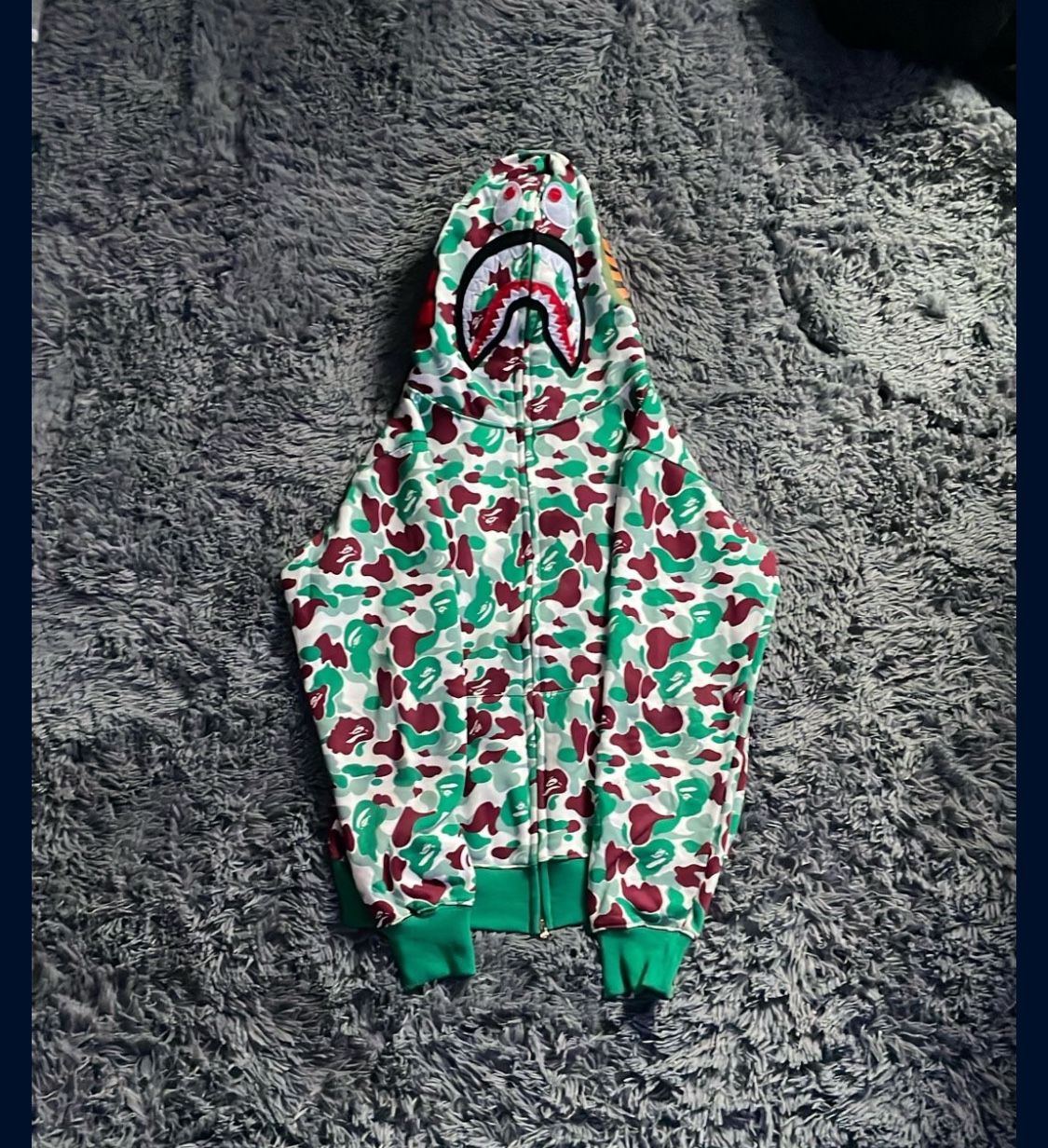 green camo bape hoodie size medium