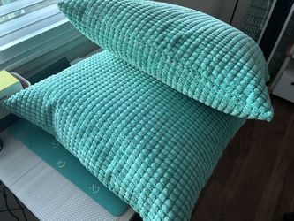 Teal Textured Throw Pillows – Set of 2