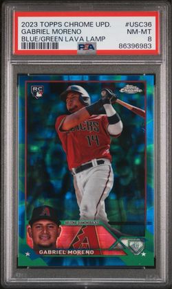 2023 Topps Chrome Update Gabriel Moreno USC36 Blue/Green Lava Lamp /125 RC PSA 8