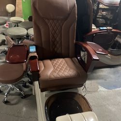 Pedicure Chairs With Stools , Towel Rack And Nail Polish Stand ( A Ready Made Nail Salon ) 