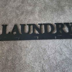 Laundry Sign With Hooks