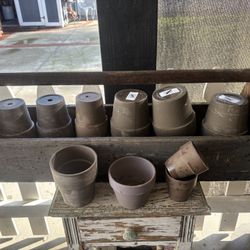 Assorted Planters W/ Vintage Tool Tote 