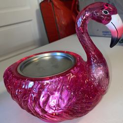 Bath Body Works 8.25" Pink Flamingo Light Up Water Globe 3 Wick Candle Holder