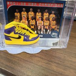 2001-02 Los Angeles Lakers NBA Champions Shadow Box With Mini Nike With Real Laces 