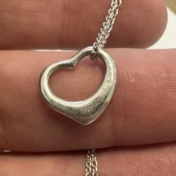 Tiffany & Co. Elsa Peretti Open Heart Pendant Necklace 16mm