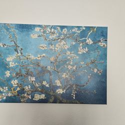 Cherry Blossom Teal Art Canvas