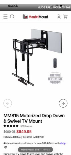 MantelMount MM815 Motorized Drop Down TV Mount