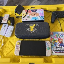 Nintendo Switch OLED Console & Super Mario Bros Wonders Game & Acessories