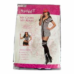 Referee Adult Women’s Halloween Costume. Size Small (New) *Dress *Shorts *Thigh High Socks *Whistle *Hat.