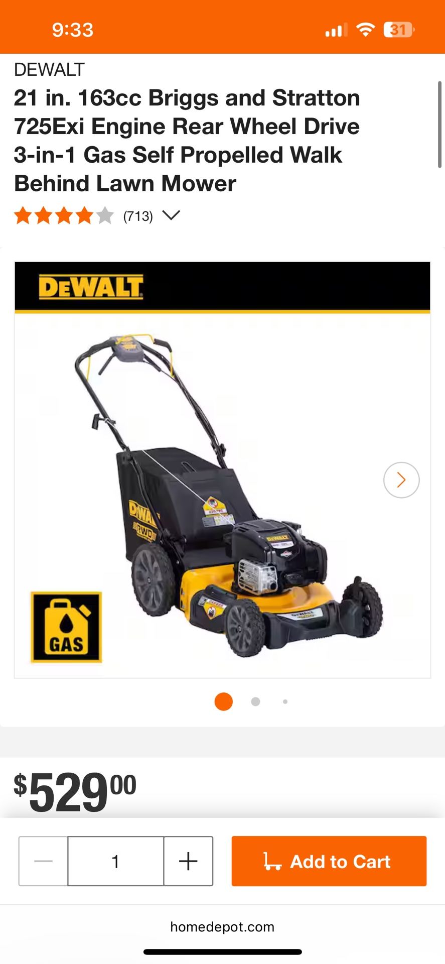 DEWALT 196cc Lawn Mower Brand New In Box