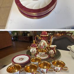 Hurgando And Gold Antique Tea Set