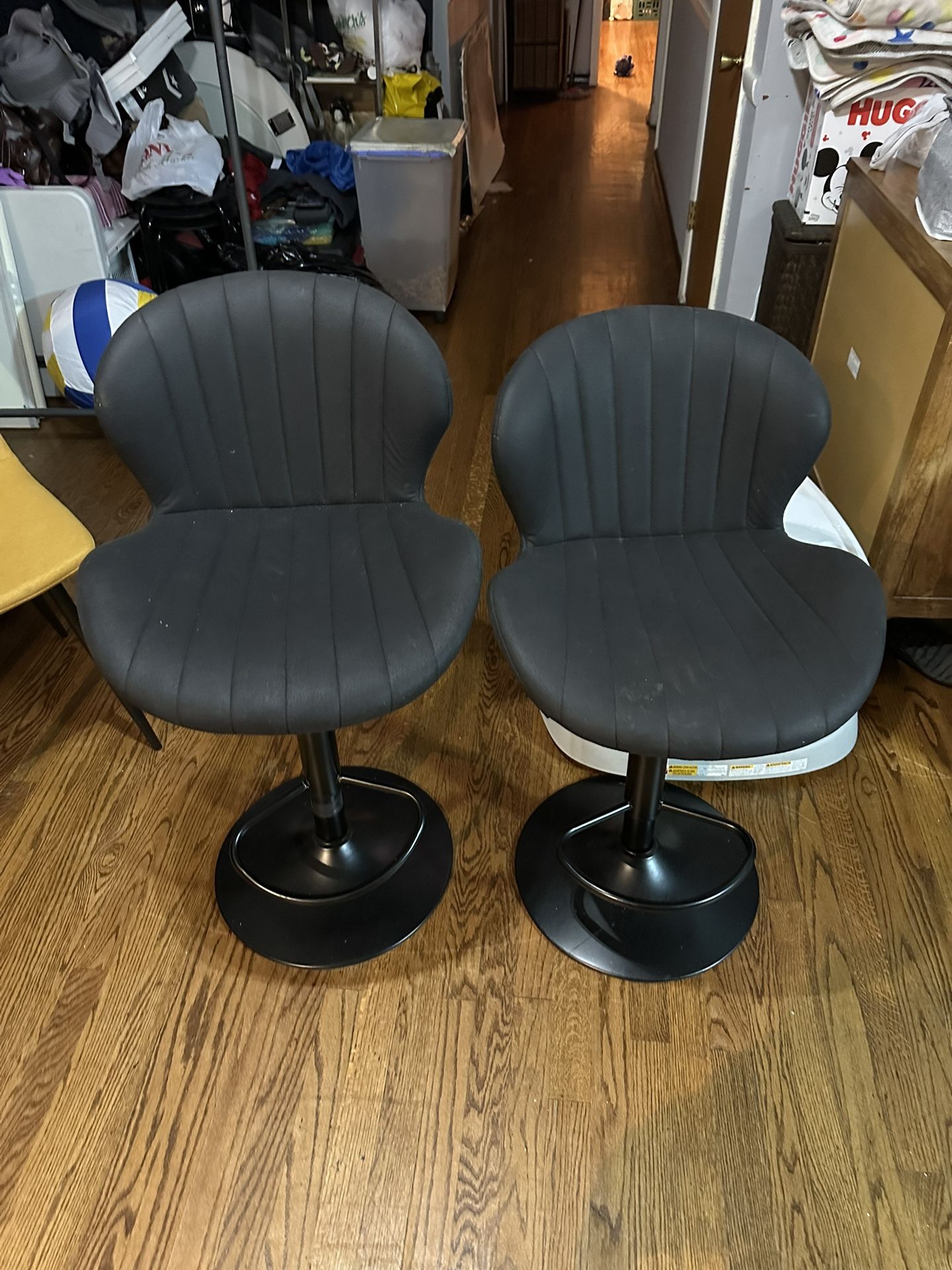 Set Of 2 Black Swivel Bar Stools
