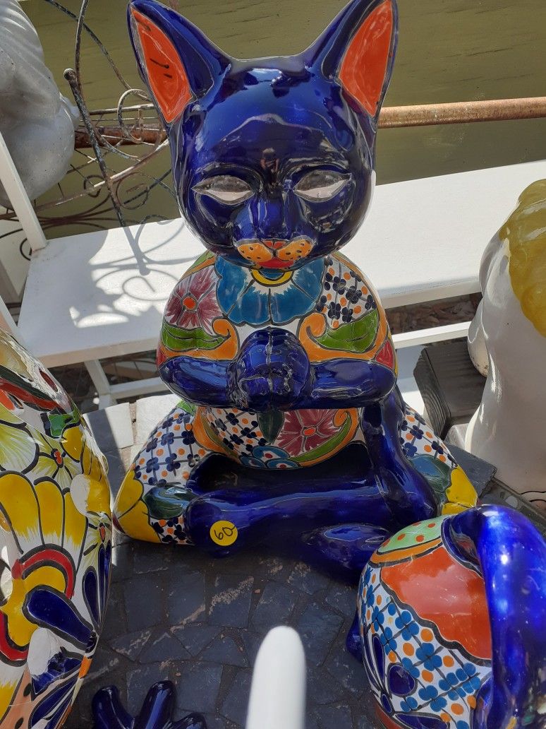 Cool Colorful Talavera Pottery Yoga Cat