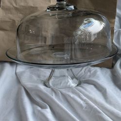 Old Glass Cake Cover/ Punch Bowl 