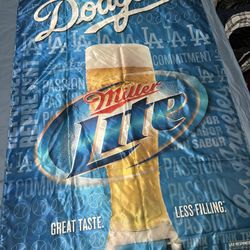 56’ X 36’ Orginal 2009 Miller Lite LA Dodgers Banner/ Flag In Great Condition