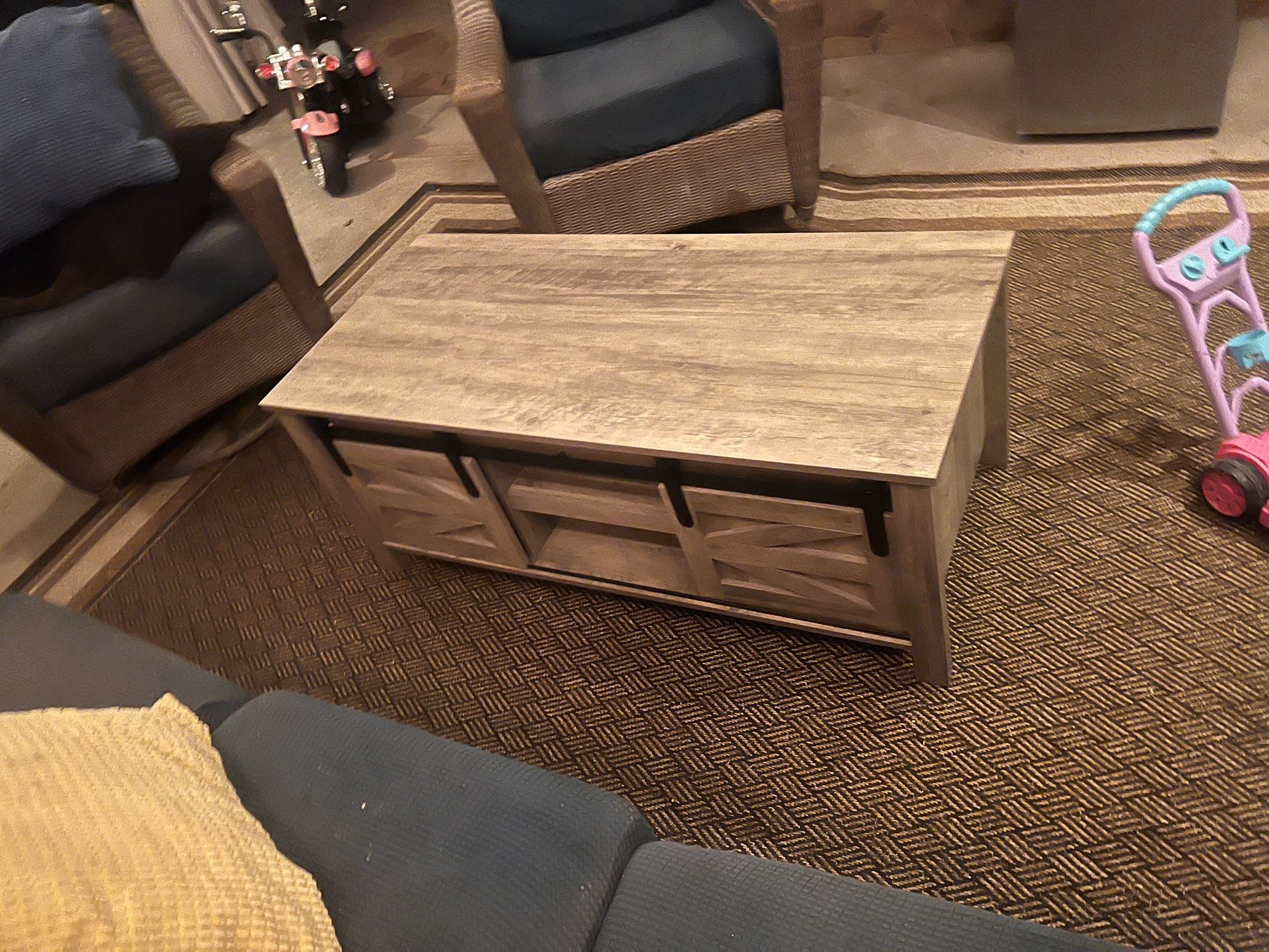 Coffee Table With Sliding Doors Storage Shelving