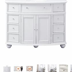 Home Decorators Collection Hampton Harbor 45 in. W x 22 in. D Bath Vanity in Dove Grey with Natural Marble Vanity Top in White