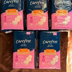 5 Packs Carefree Overnight Ultra Thin Pads