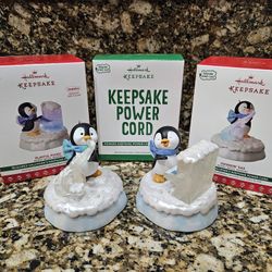 Hallmark Keepsake 2017 Swingin' Sax Piano Ornament set w/ power cord kit IN BOXES Christmas holiday