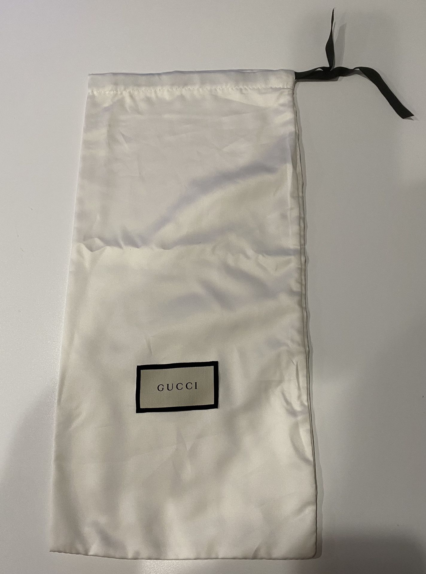 Authentic GUCCI Logo Satin Shoe Dust Storage Bag 17.5 x 8.5" Black Ribbon