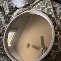 Mirror with hanging rope wall decor