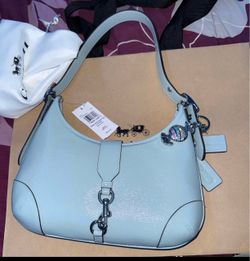 Coach Light Blue Leather Shoulder Bag