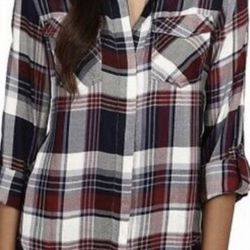 Sam Edelman Plaid-Print Button Front Shirt, Sz S