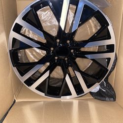 One Day Special 24s 24 Inch Black And Brush Silver Rims Oe Replica GMC Chevy Cadillac Nissan 6 Lug Wheels 