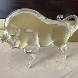 Murano Glass Bull Toro 11” Long  Hand Blown 5” Wide, 8” High 