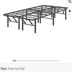 New 14" Convertible High Platform Metal Bed Frame, Twin/Full, Black