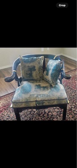 Vintage Black & Gold Regency-Style Armchair