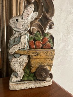 Rustic heavy solid bunny home decor